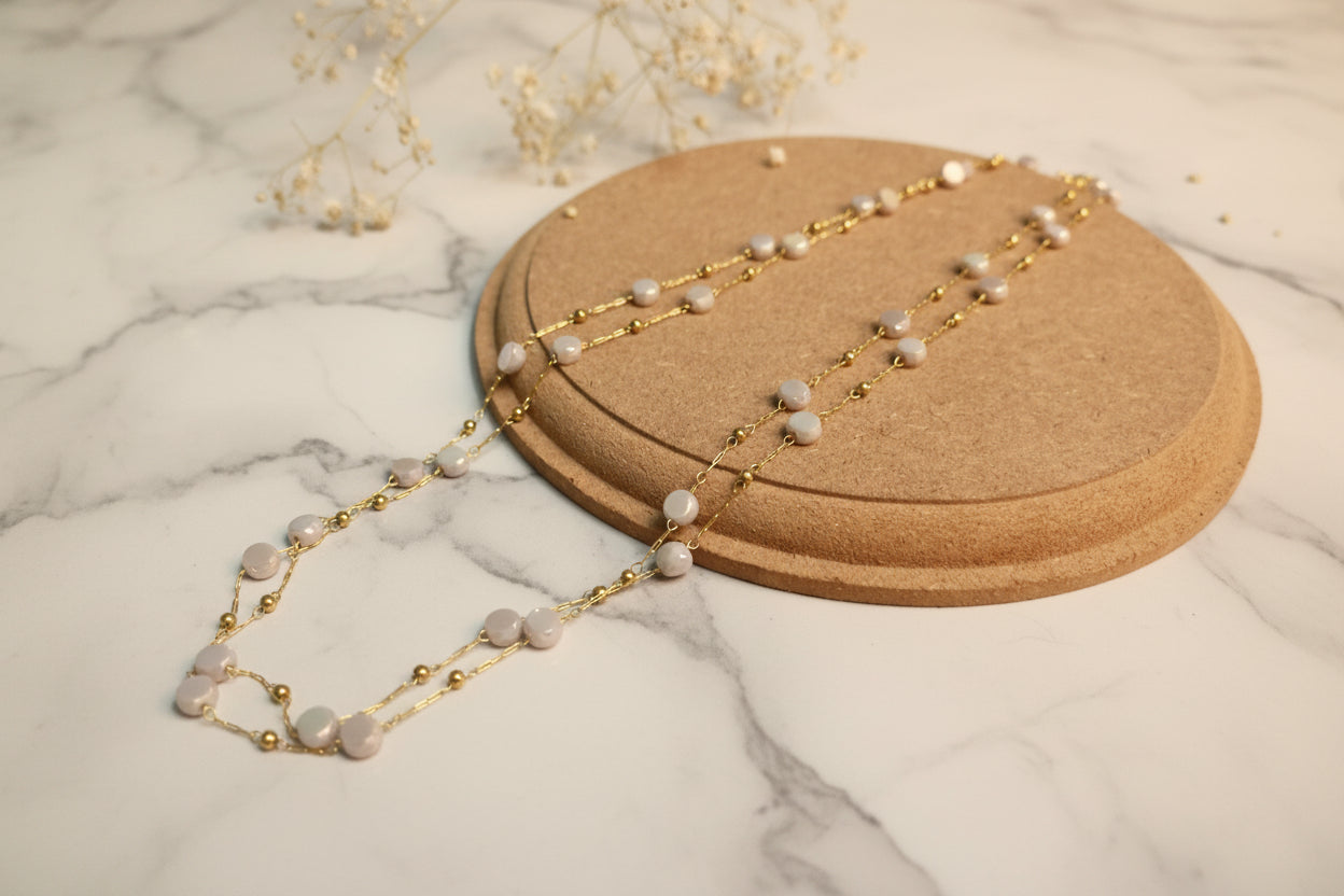 Necklace -crystal double layered necklace