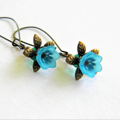 Blue flower earrings for jewelry making