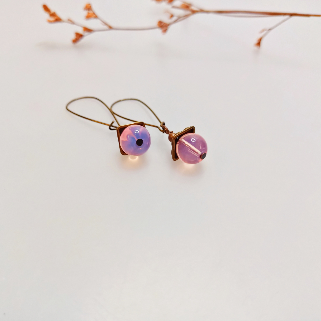 Pink bead earrings for online jewelry course