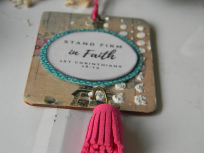 Car hanger-scripture-stand firm in faith