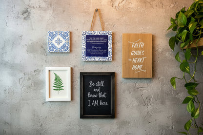 Handmade 6x6 inch decorative wall hanger with 'May the Lord direct your hearts' scripture in blue floral design. Perfect Christian gift for home or office decor.