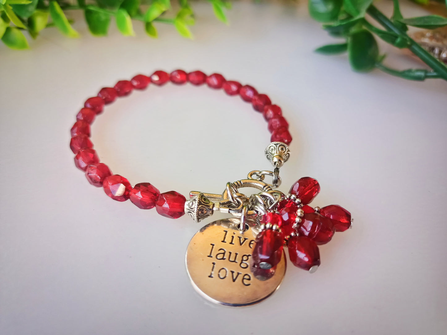 Bracelet - Live laugh Love glass bead bracelet