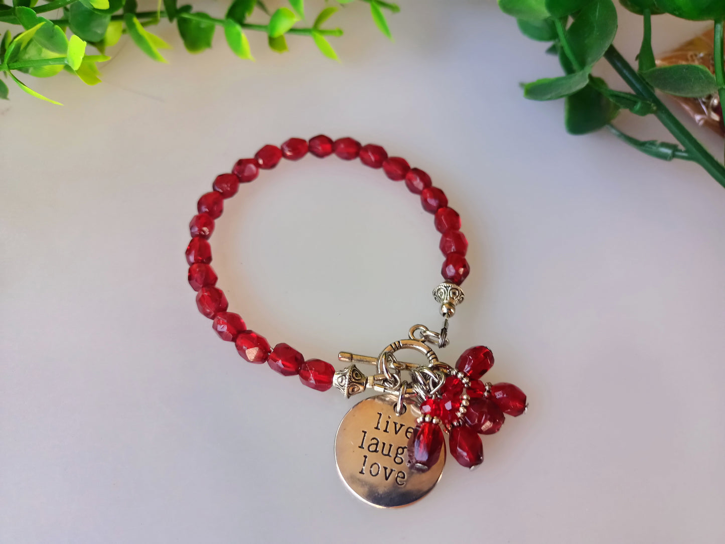 Bracelet - Live laugh Love glass bead bracelet