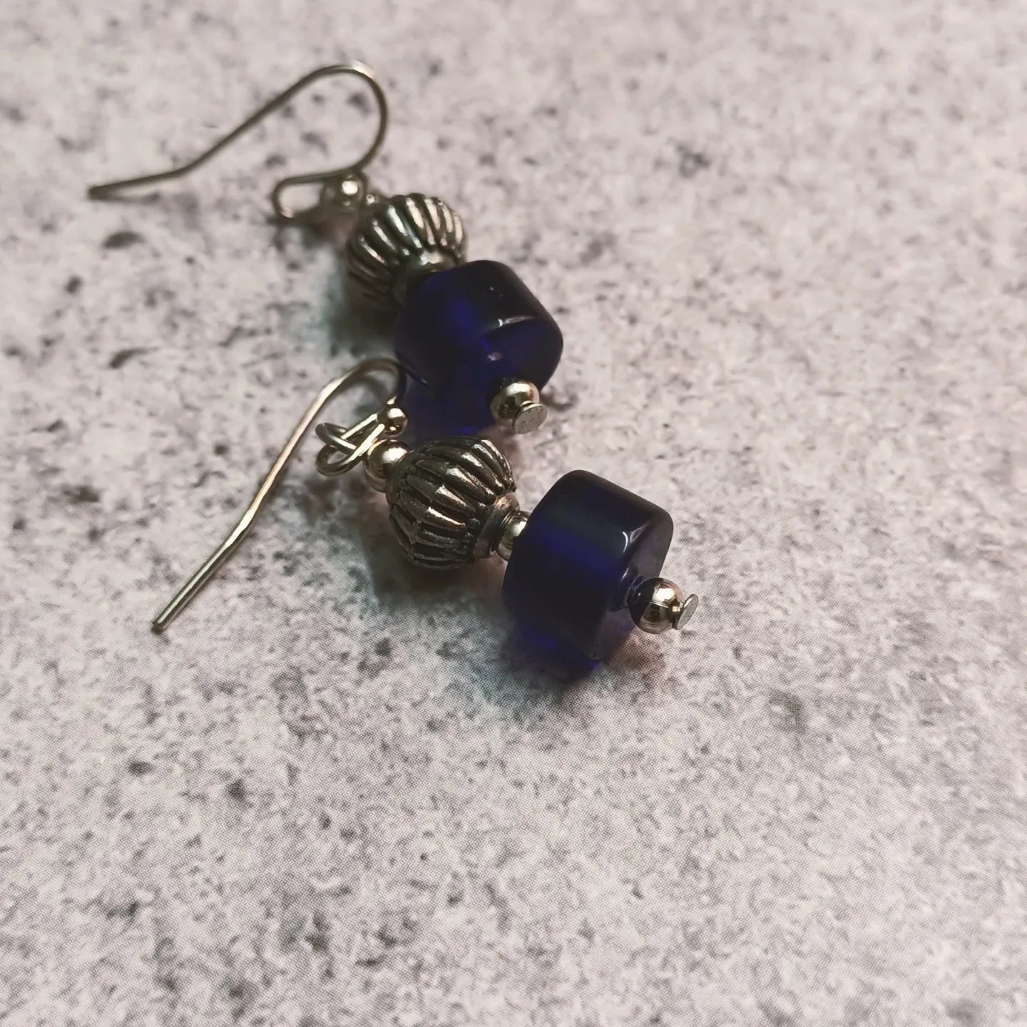 Handmade gypsy blue earrings with Tibetan silver beads