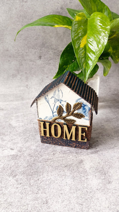 Small house decor with 'Home' lettering