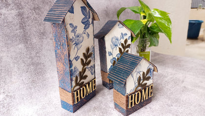 Set of three floral house decor pieces