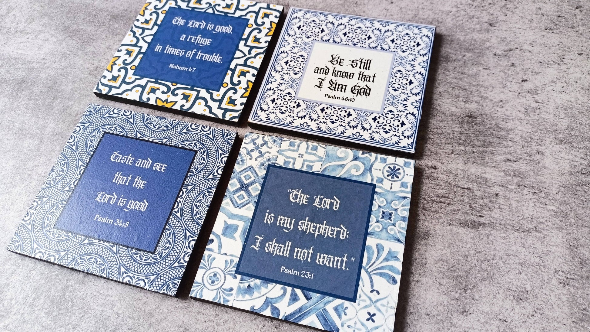 Decorative scripture coasters in Moroccan style