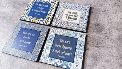 Decorative scripture coasters in Moroccan style