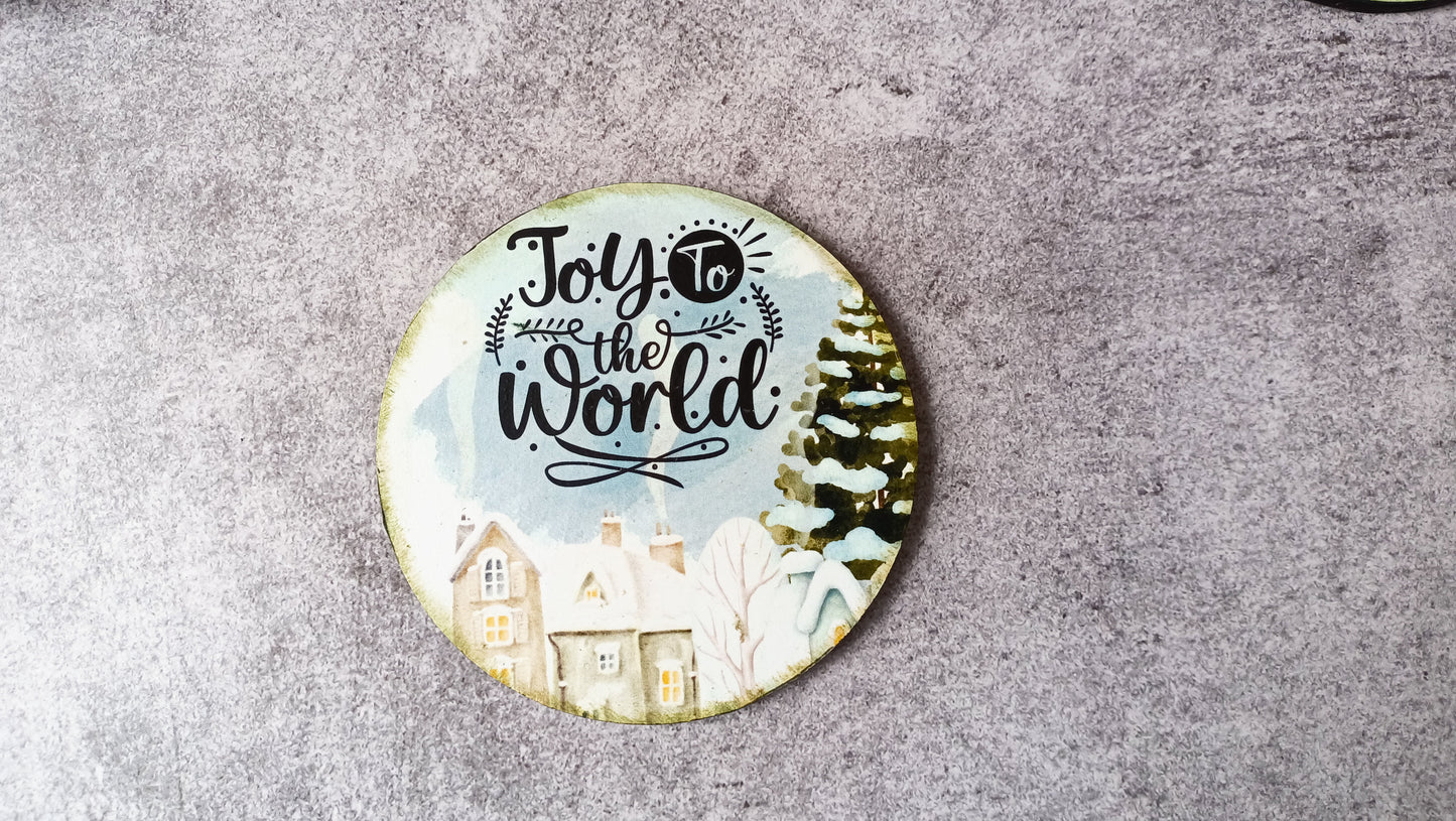 Joy to the World coaster with winter village