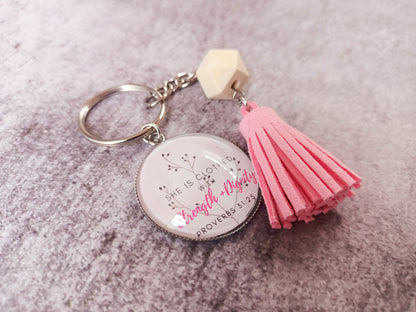 Scripture Keychain-Strength and shield