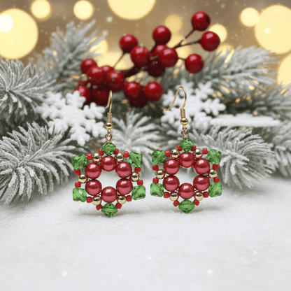 Earrings-Christmas wreath Elegance