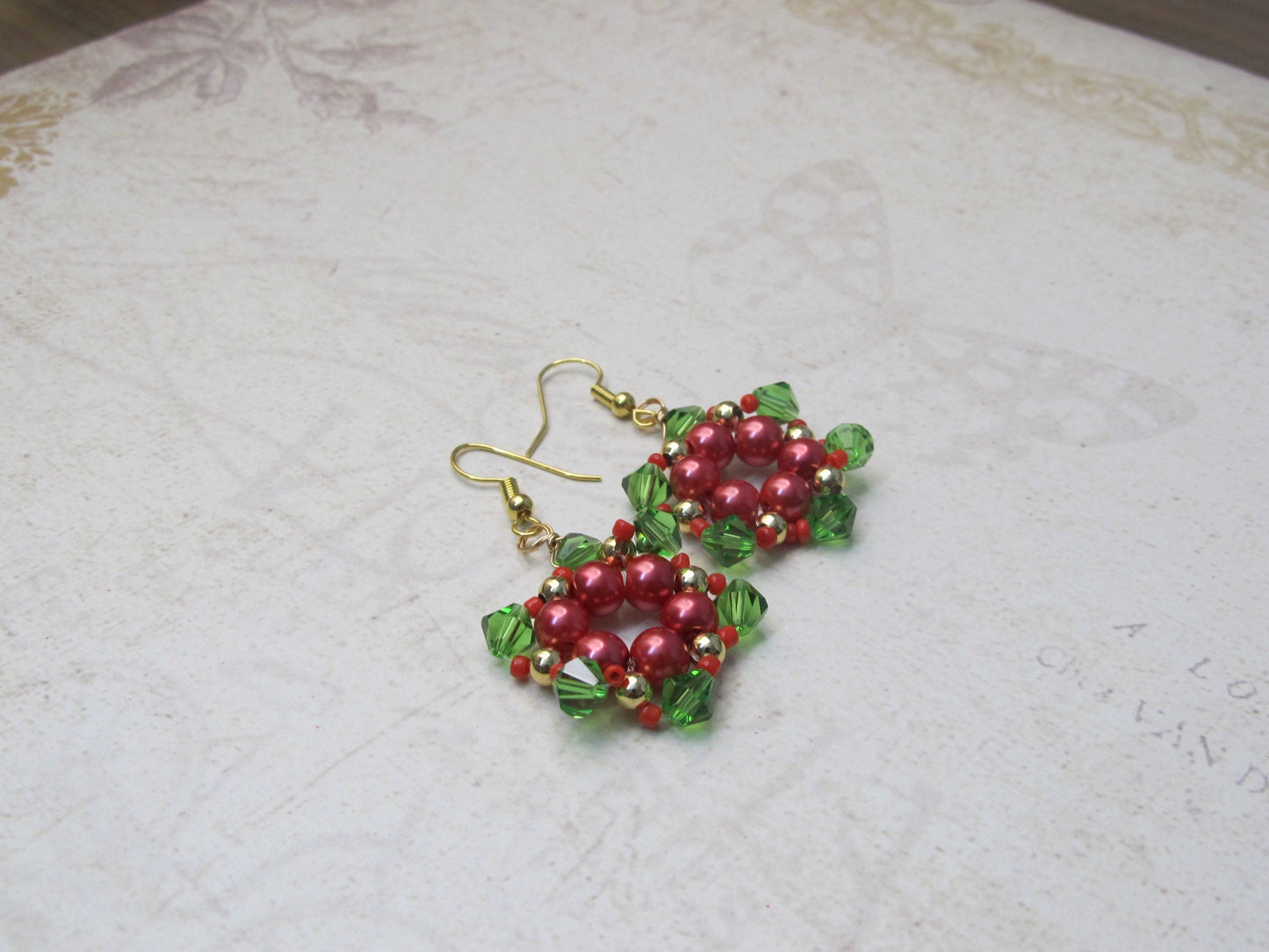 Earrings-Christmas wreath Elegance