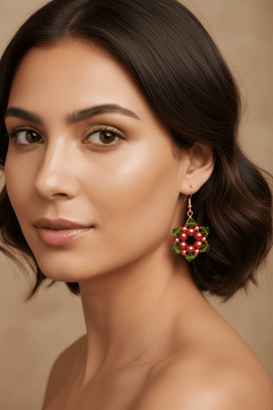 Earrings-Christmas wreath Elegance
