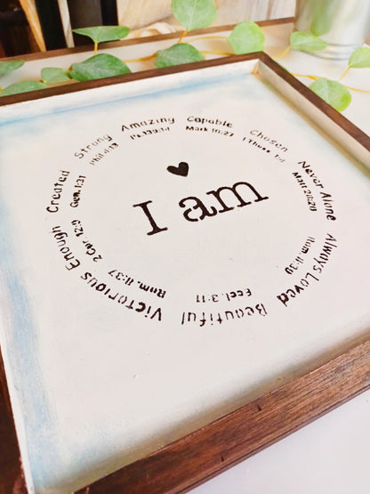 wall hanger-Scripture- farm style -Affirmations-I am