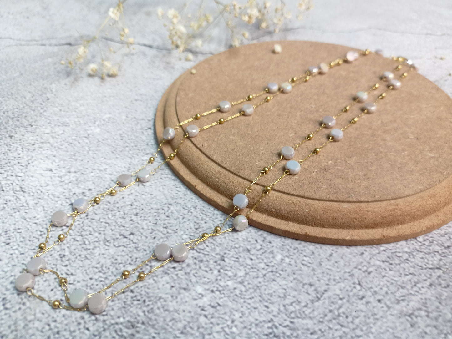 Necklace -crystal double layered necklace