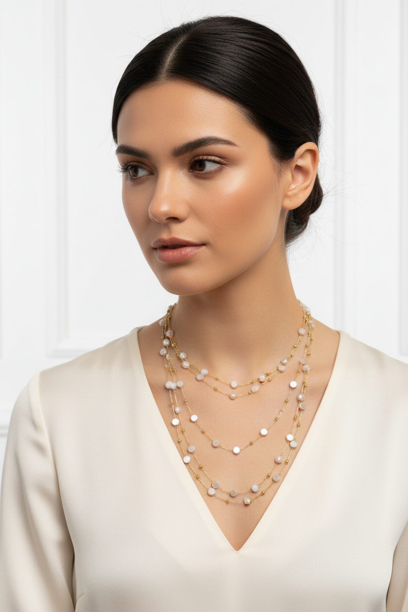 Necklace -crystal double layered necklace