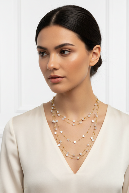 Necklace -crystal double layered necklace