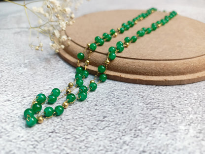 Necklace - Gizelle - double layered cat eye beaded chain