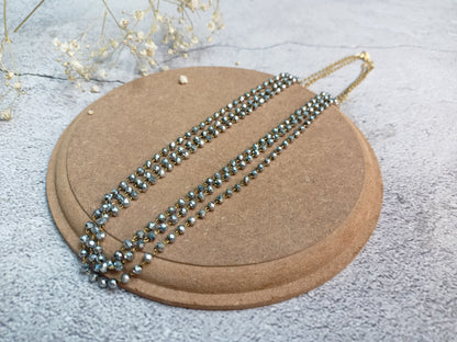 Necklace-3 layer crystal bead dainty chain