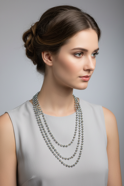 Necklace-3 layer crystal bead dainty chain