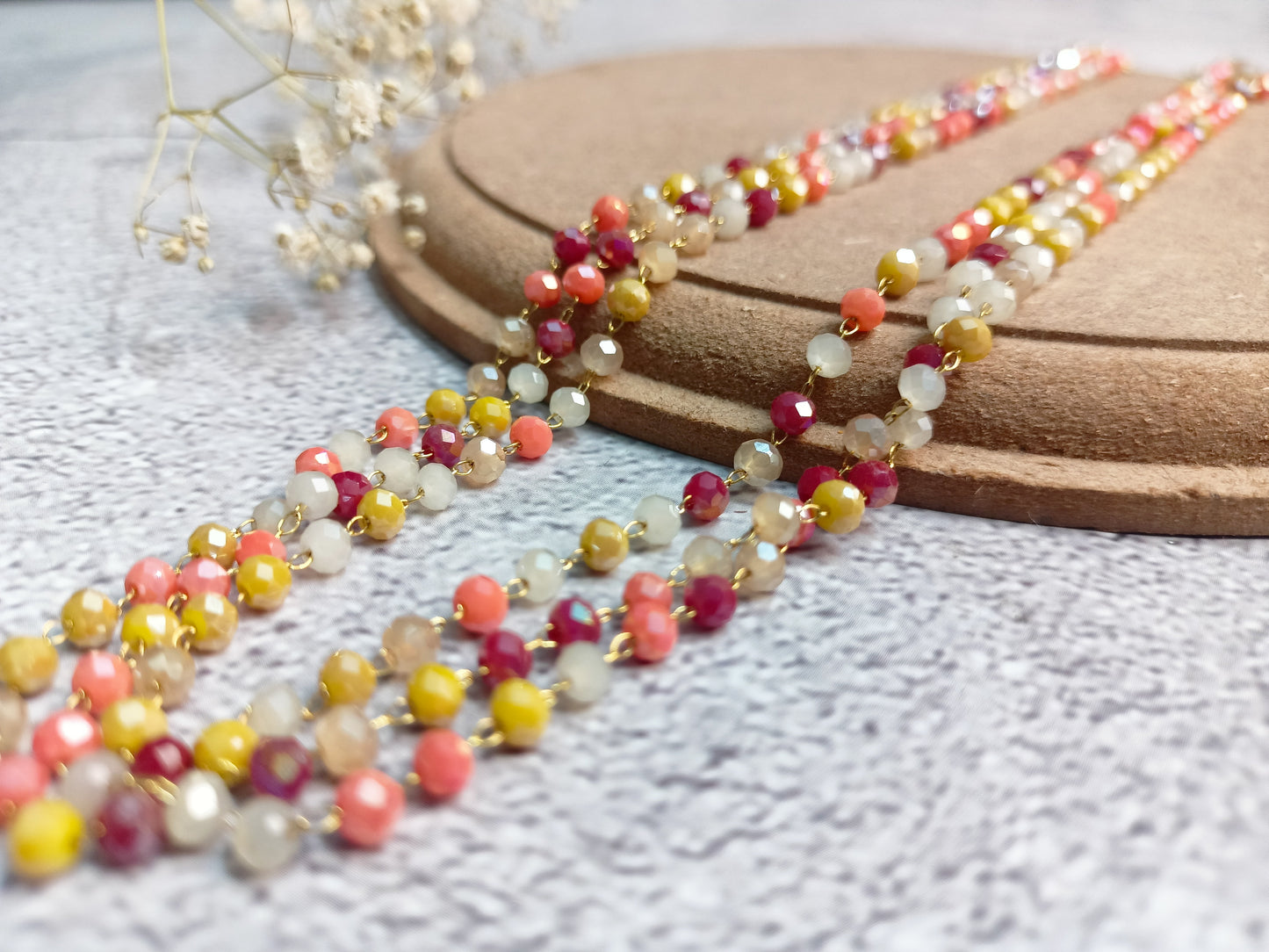 Necklace-Crystal multicolor layered chain
