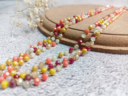 Necklace-Crystal multicolor layered chain