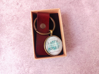 Keychain- leather- Scripture