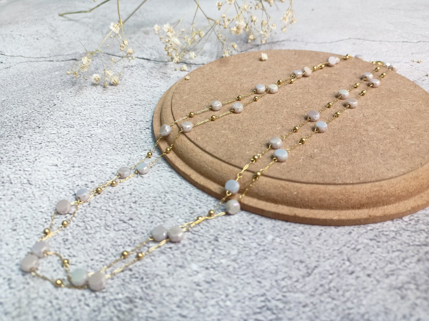 Necklace -crystal double layered necklace