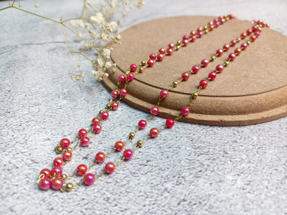 Necklace - Gizelle - double layered cat eye beaded chain