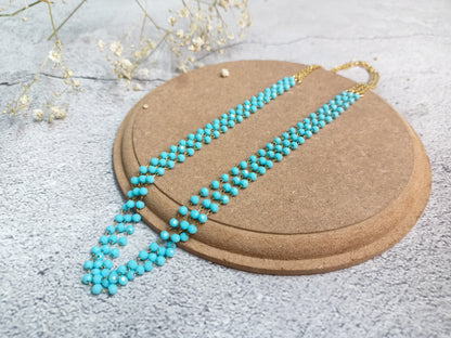 Necklace-3 layer crystal bead dainty chain