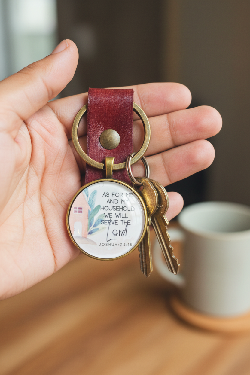 Keychain- leather- Scripture