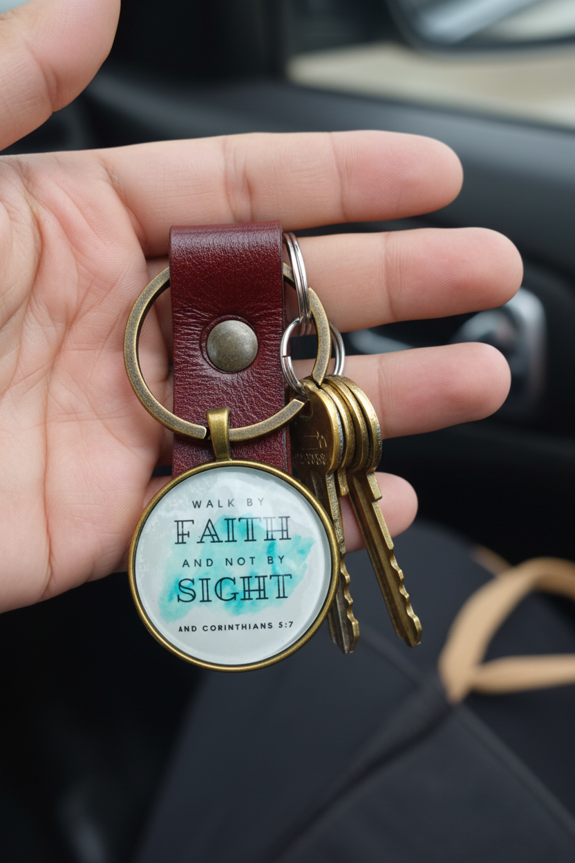 Keychain- leather- Scripture
