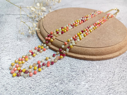 Necklace-Crystal multicolor layered chain