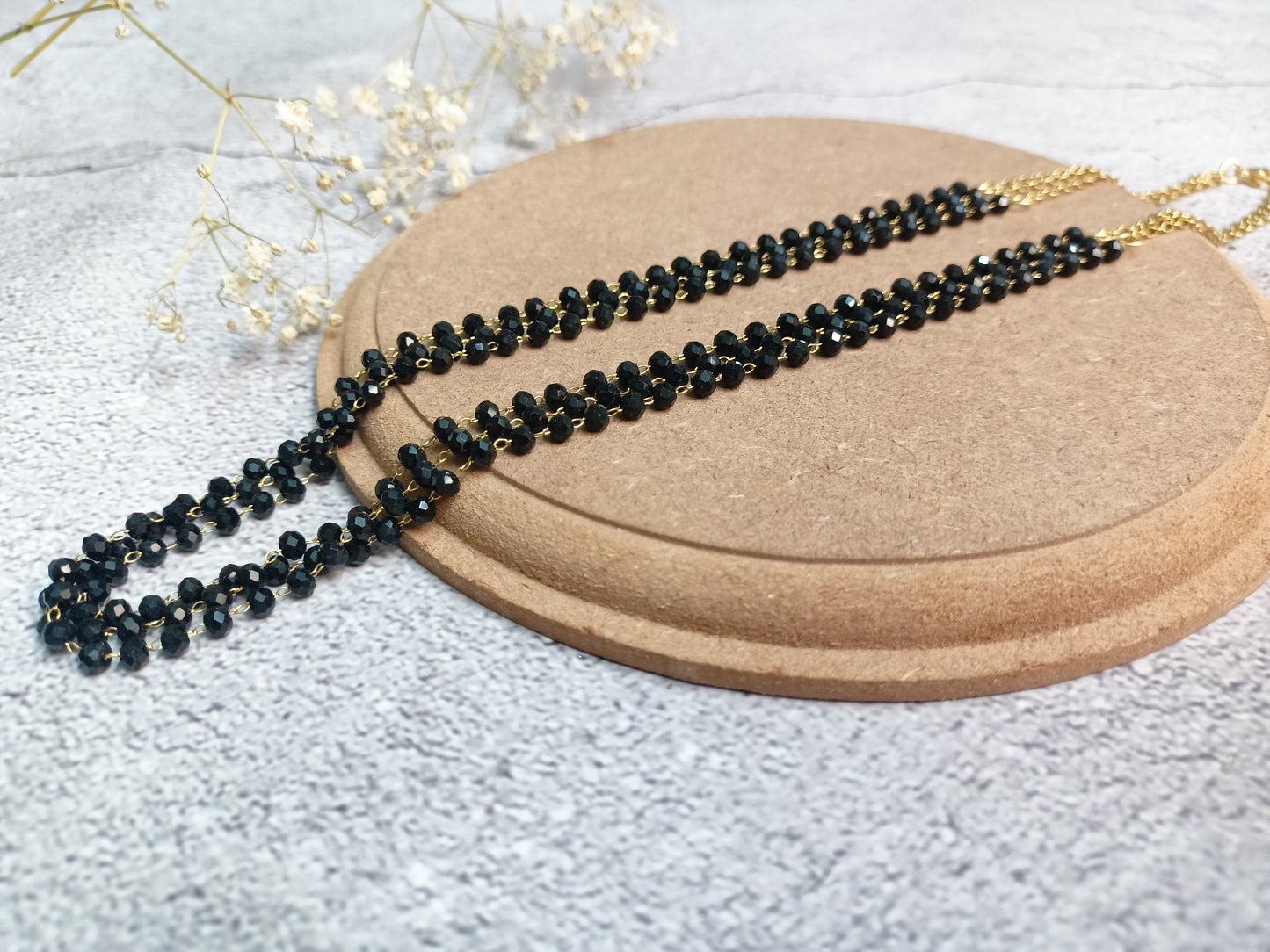 Necklace-3 layer crystal bead dainty chain