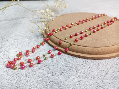 Necklace - Gizelle - double layered cat eye beaded chain