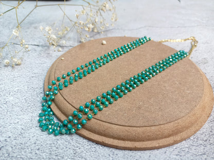 Necklace-3 layer crystal bead dainty chain