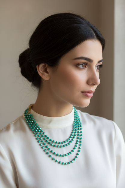 Necklace-3 layer crystal bead dainty chain
