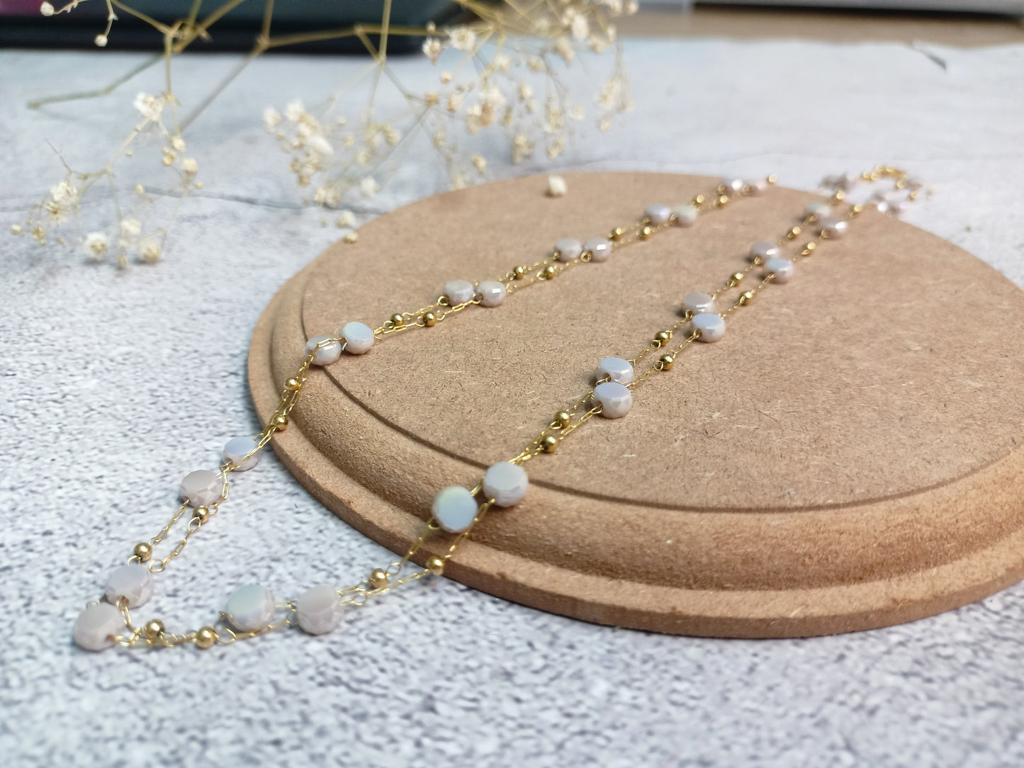 Necklace -crystal double layered necklace