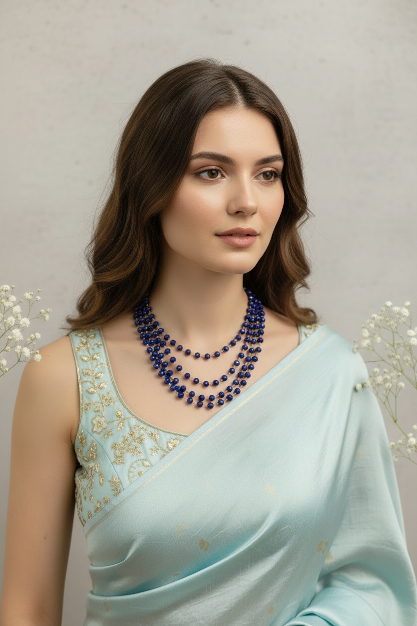 Necklace-3 layer crystal bead dainty chain