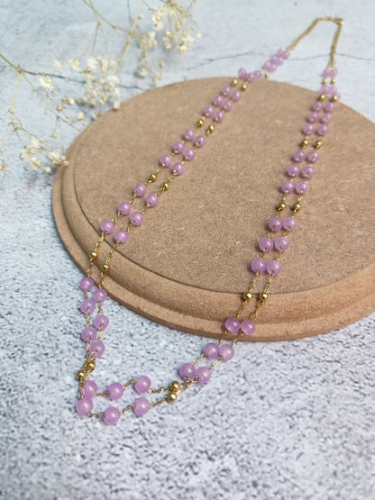 Necklace - Gizelle - double layered cat eye beaded chain
