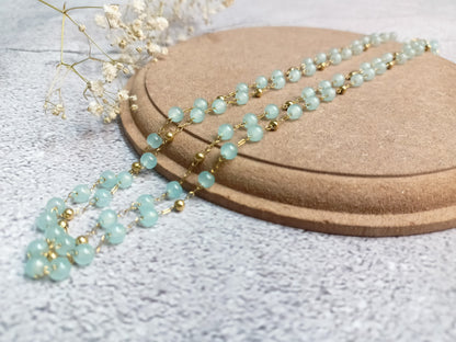 Necklace - Gizelle - double layered cat eye beaded chain