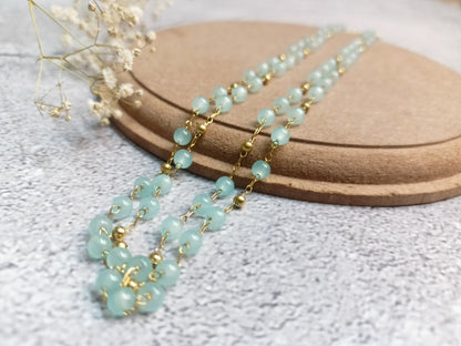 Necklace - Gizelle - double layered cat eye beaded chain