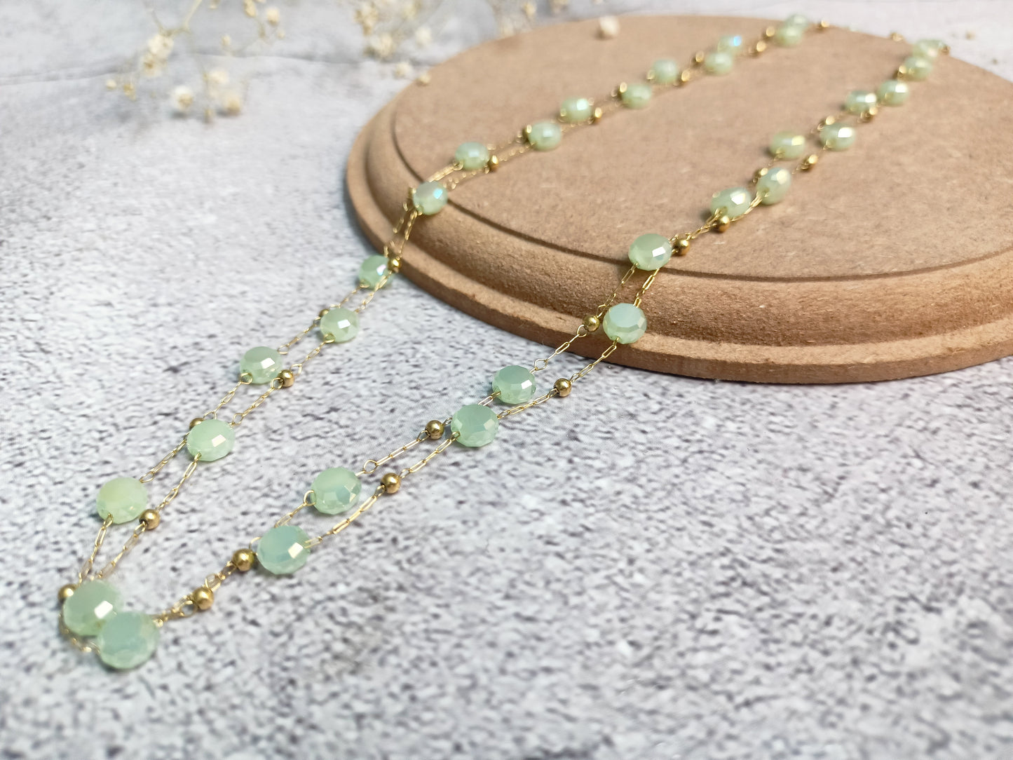 Necklace -crystal double layered necklace