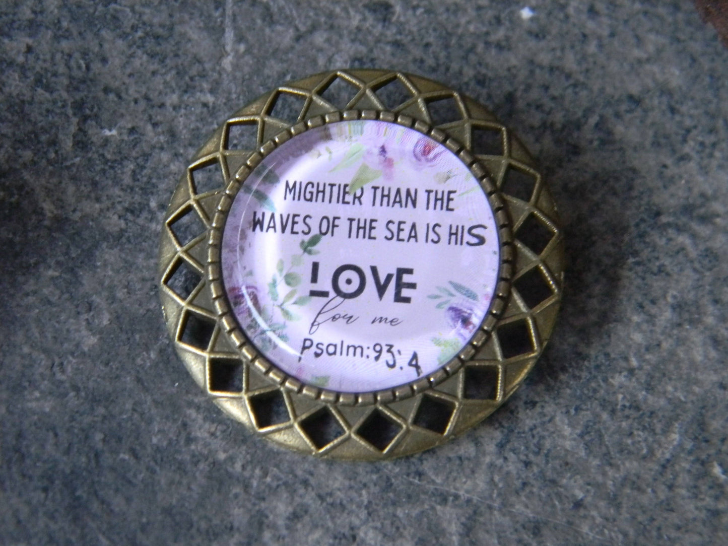 Scripture Brooch-"Mightier than the ways"