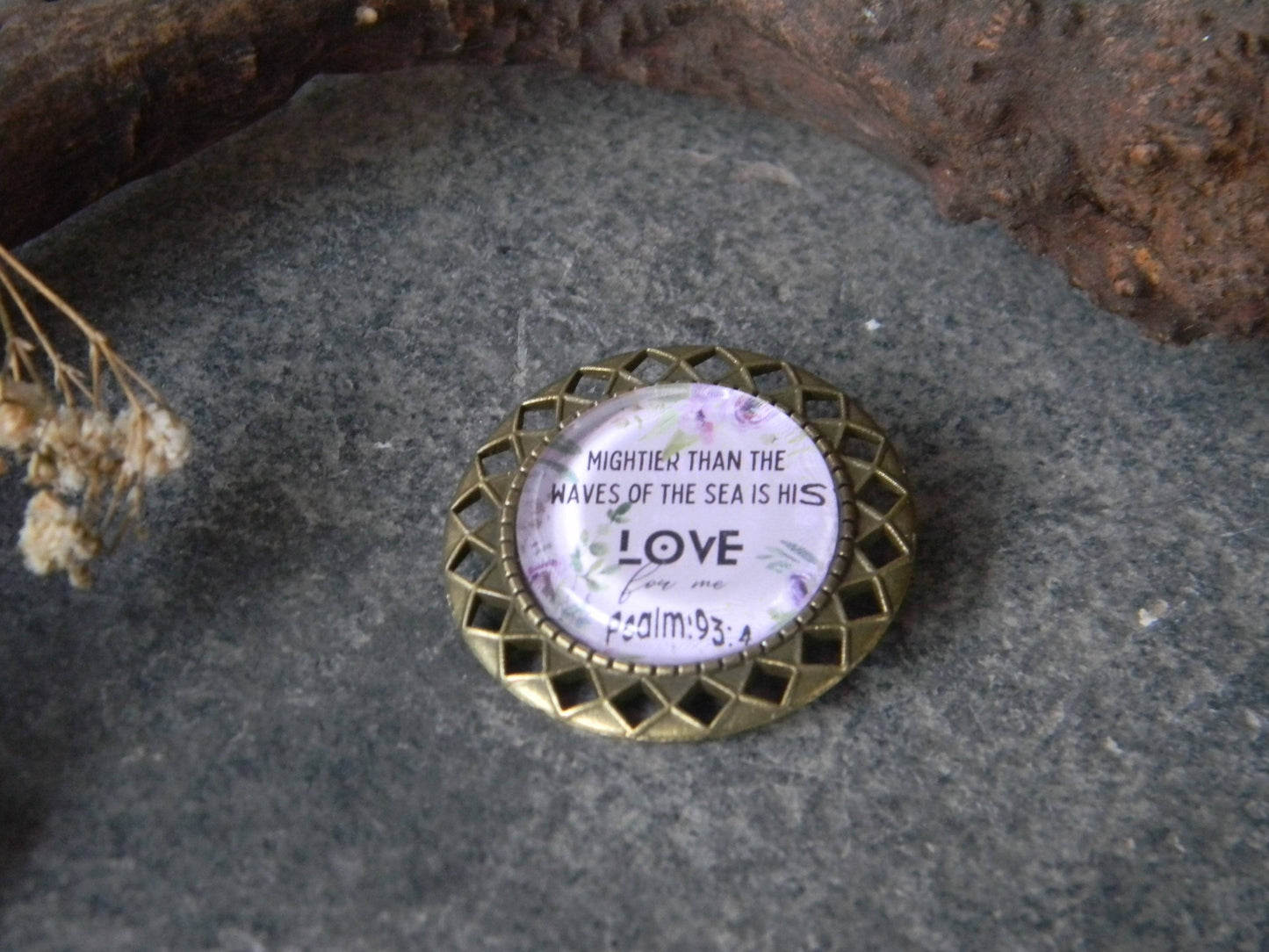 Scripture Brooch-"Mightier than the ways"