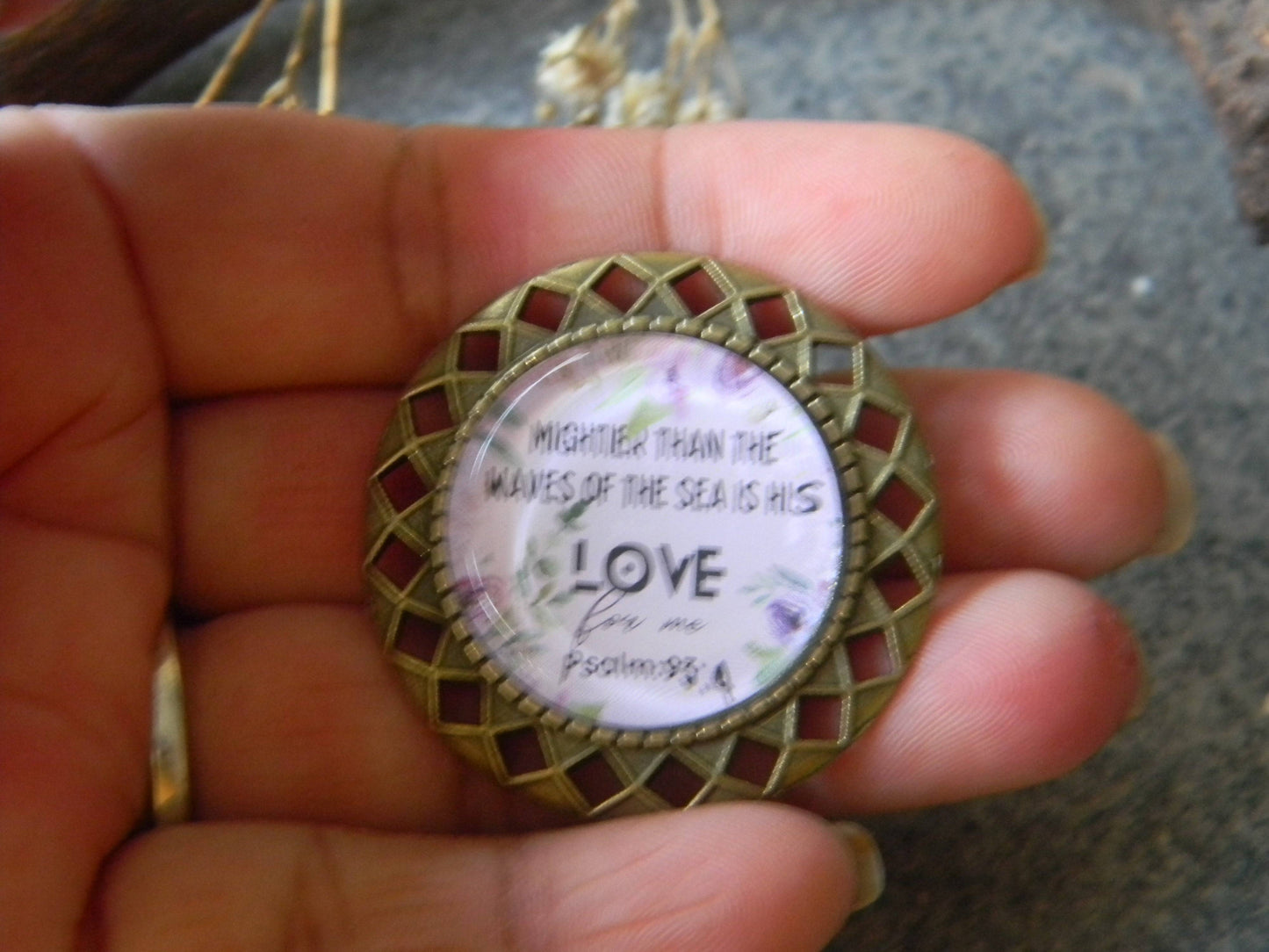 Scripture Brooch-"Mightier than the ways"