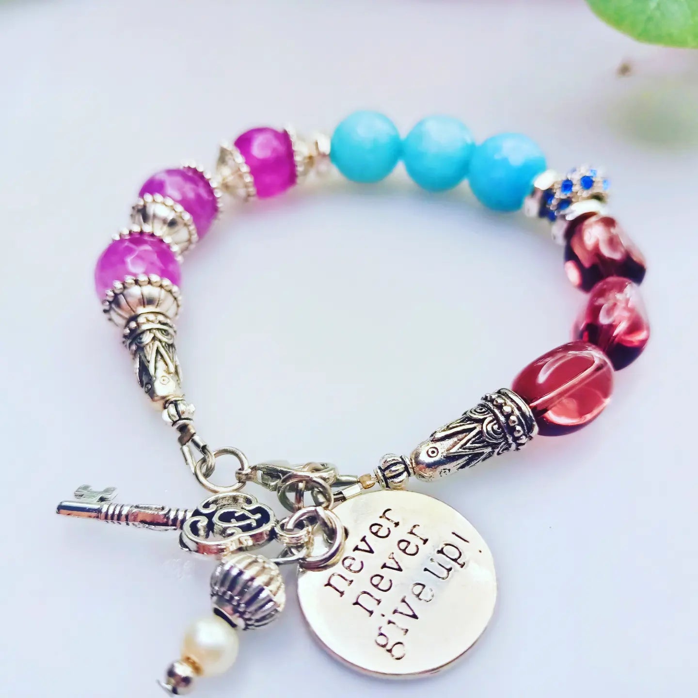 Bracelet -Inspirational -Never Never give up