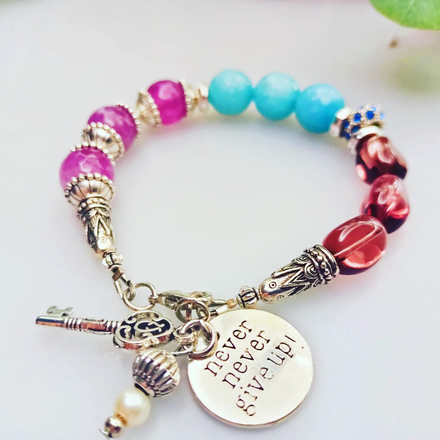 Bracelet -Inspirational -Never Never give up