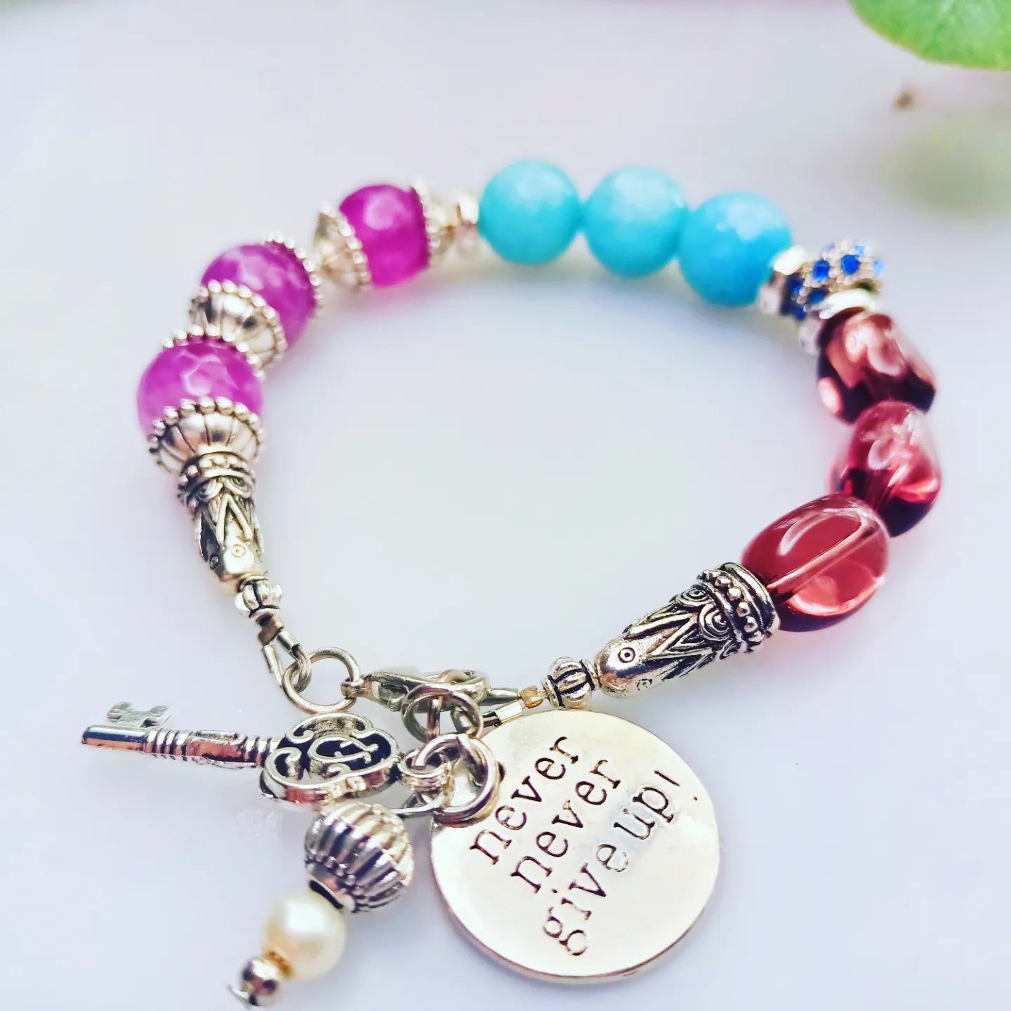 Bracelet -Inspirational -Never Never give up