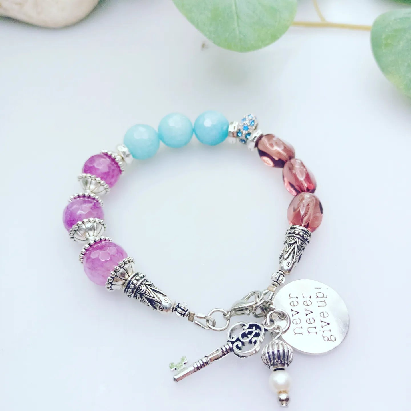 Bracelet -Inspirational -Never Never give up
